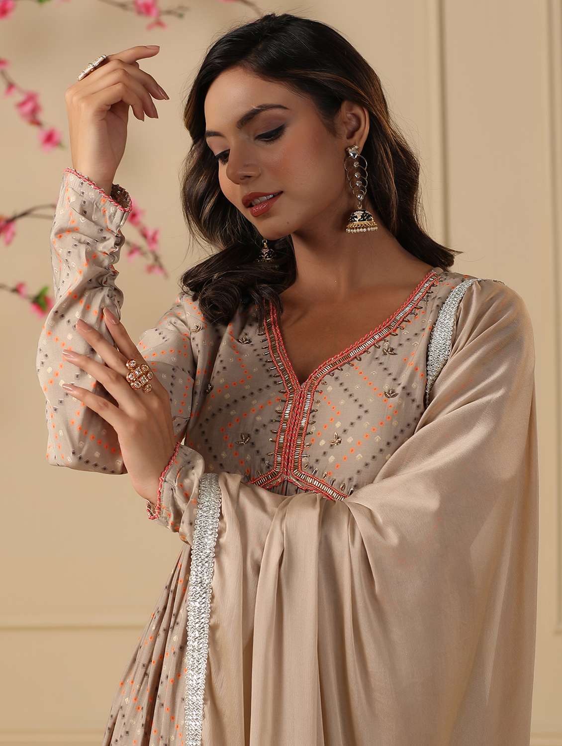 women printed long sleeve kurta with dupatta set - 22177082 -  Standard Image - 5