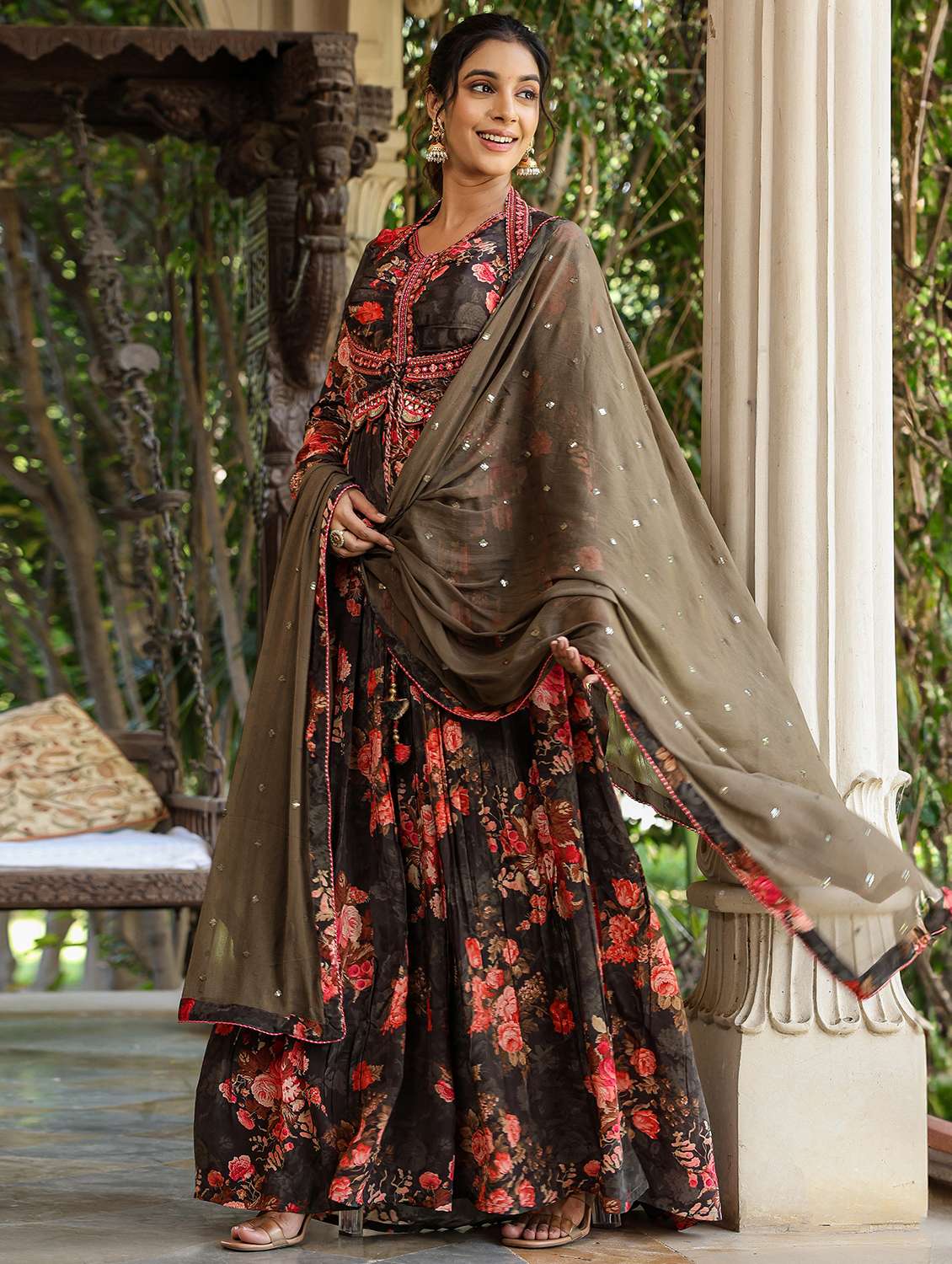 women floral printed long sleeve kurta with dupatta set - 22177083 -  Standard Image - 3