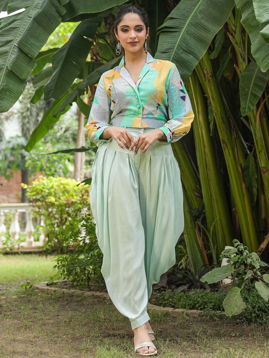 women printed long sleeve ethnic co-ord set