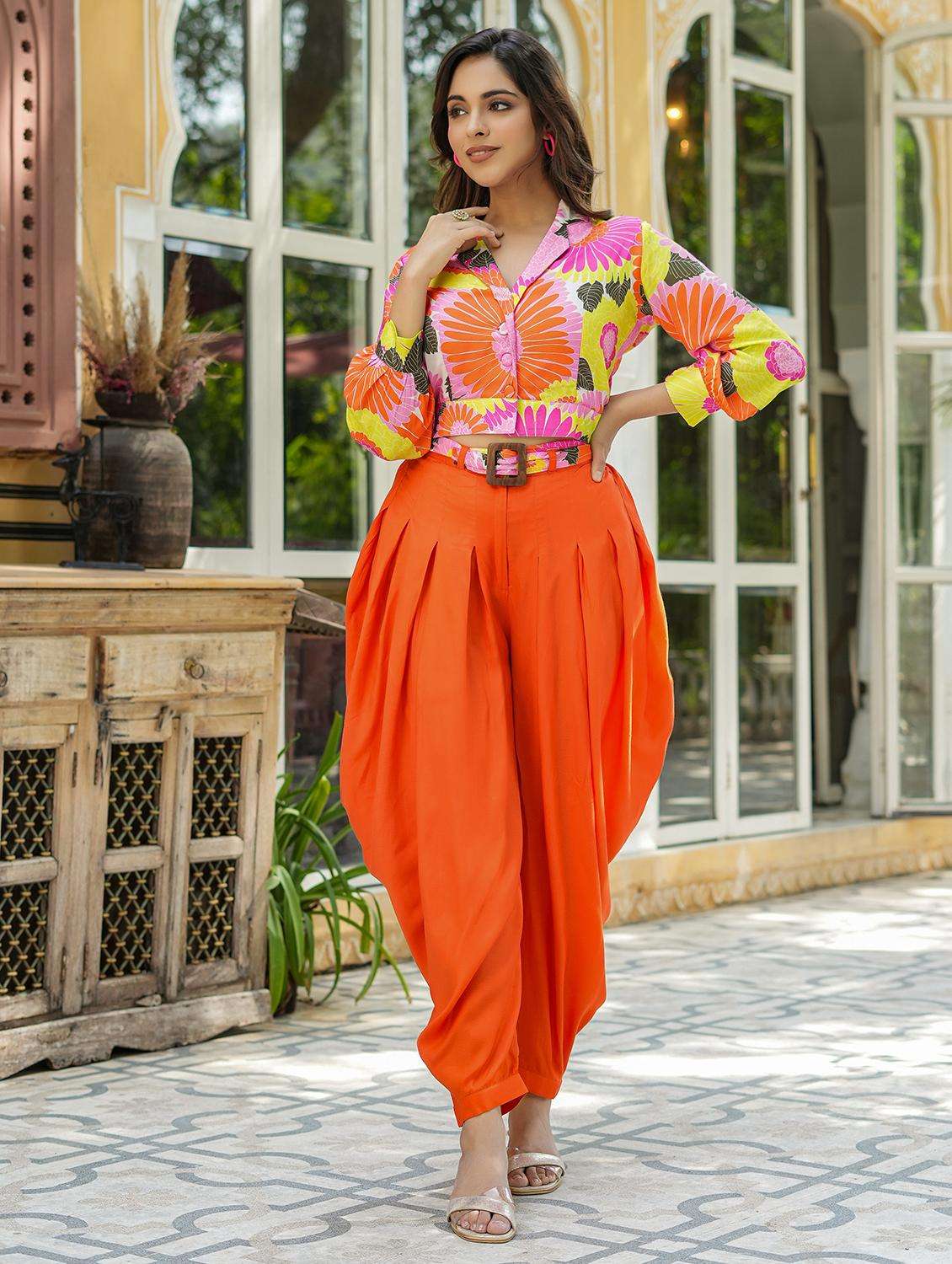 women printed long sleeve ethnic co-ord set