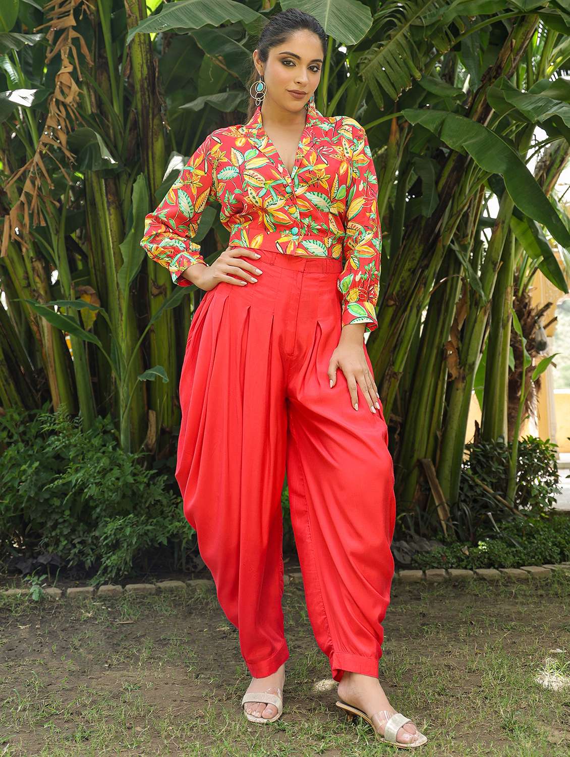 women printed long sleeve ethnic co-ord set