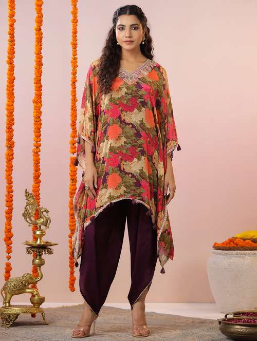 women floral printed kimono sleeve kaftan salwar set - 22177098 -  Standard Image - 0