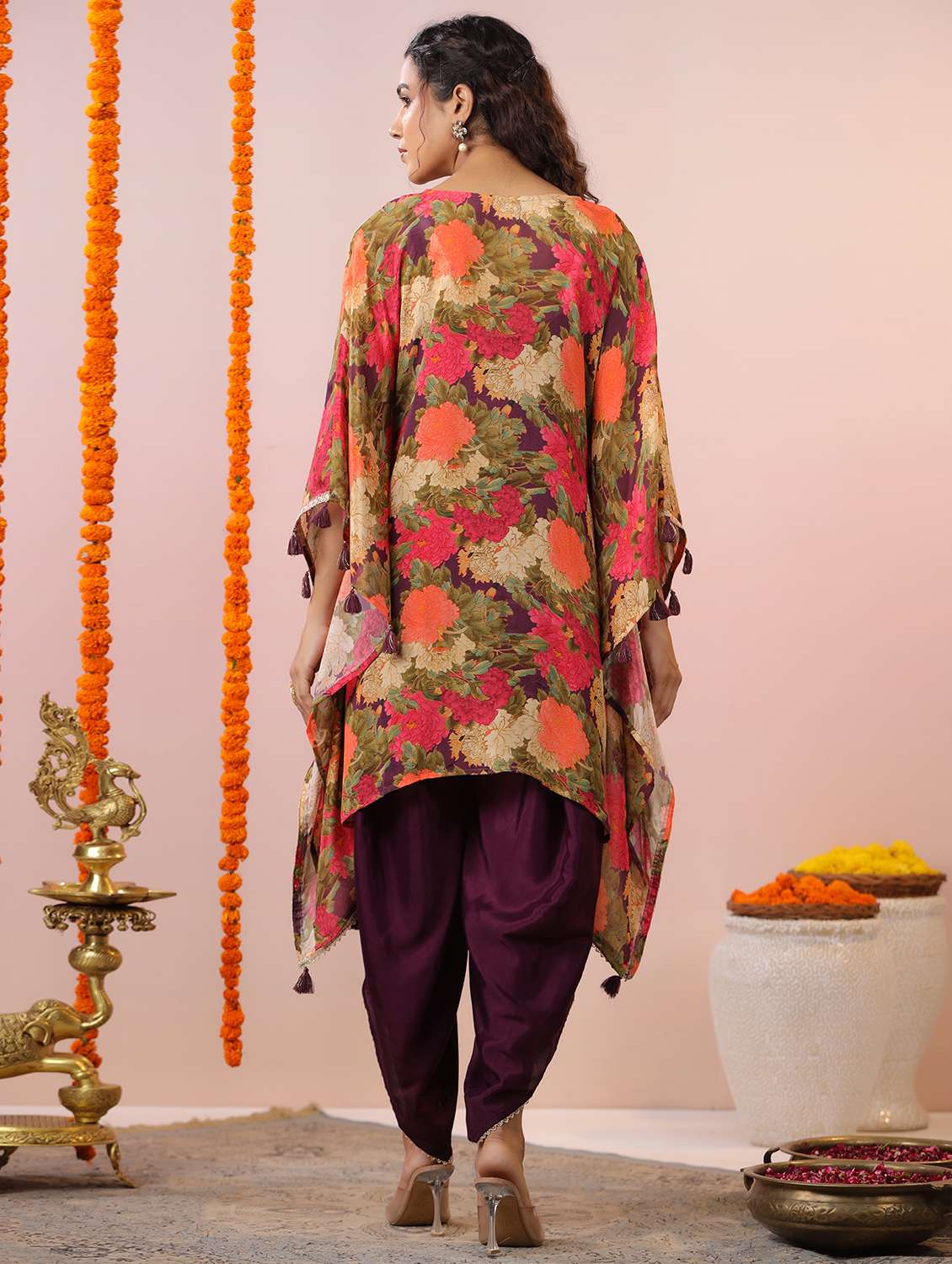 women floral printed kimono sleeve kaftan salwar set - 22177098 -  Standard Image - 3