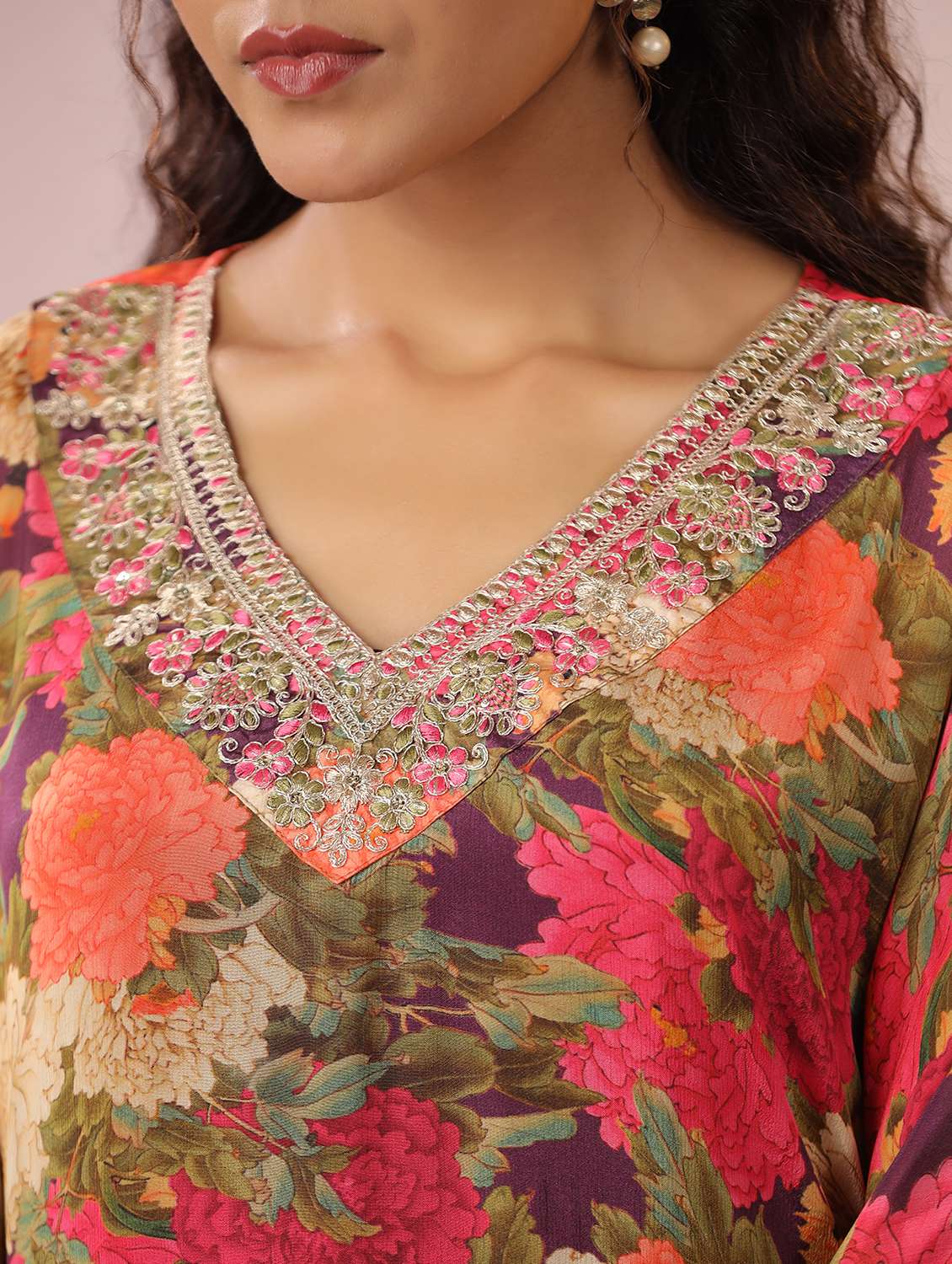 women floral printed kimono sleeve kaftan salwar set - 22177098 -  Standard Image - 5