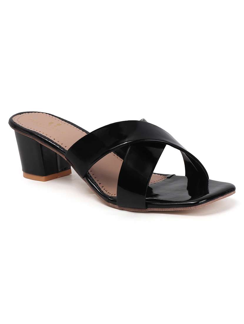 women black slip on block heel sandal - 22177100 -  Standard Image - 3