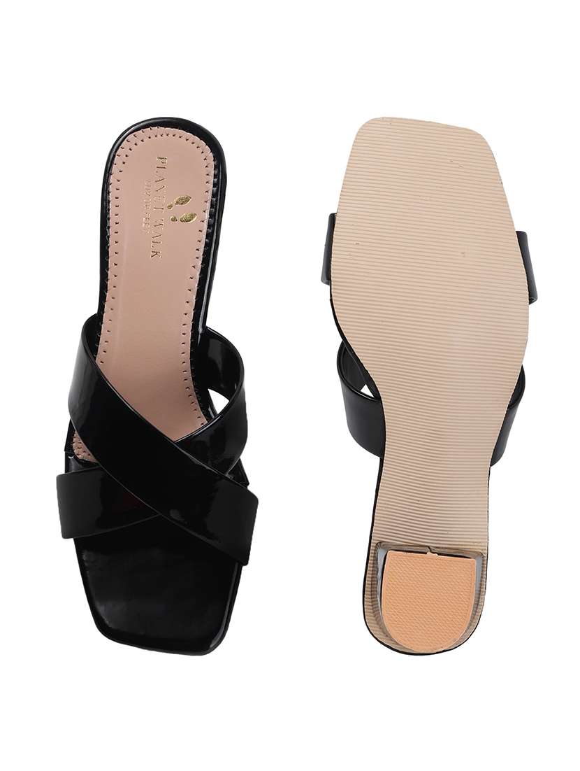 women black slip on block heel sandal - 22177100 -  Standard Image - 5