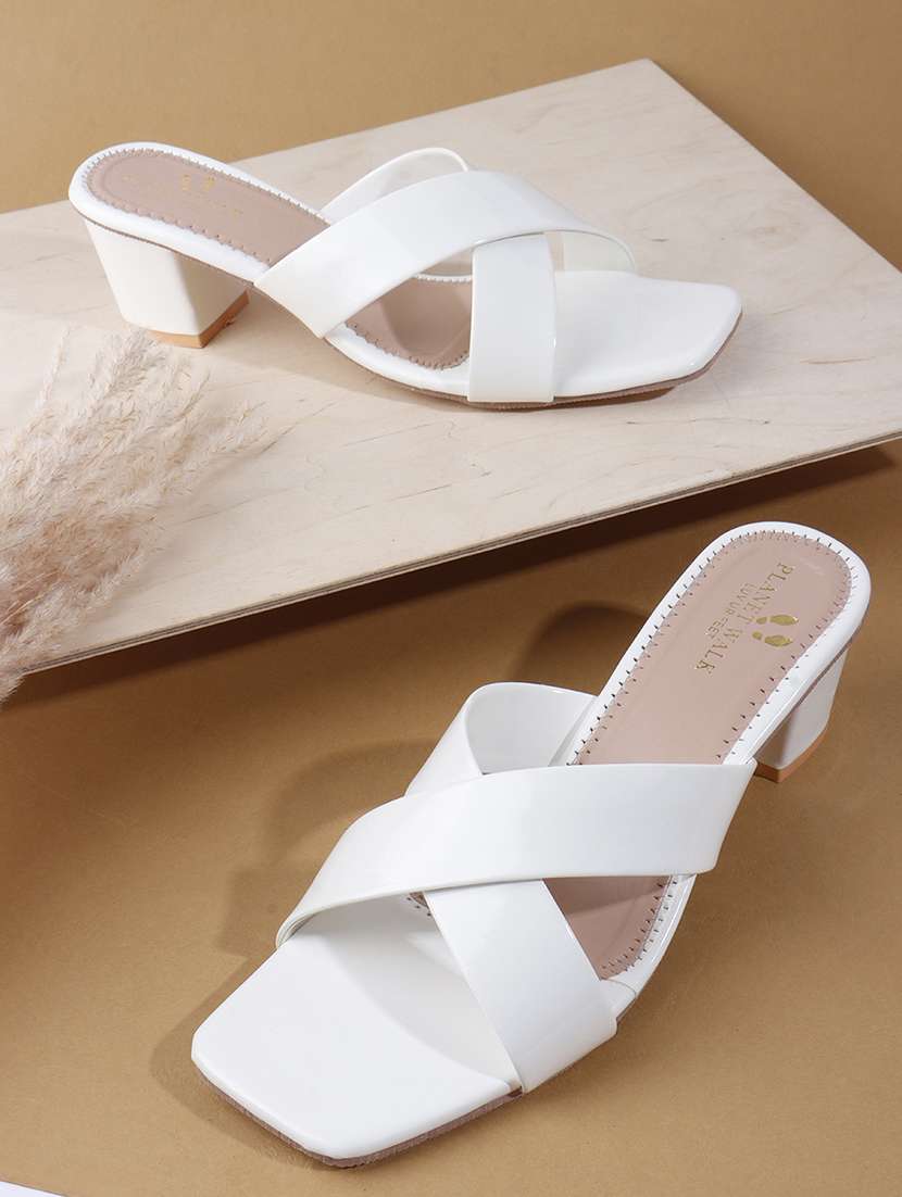 women white slip on block heel sandal