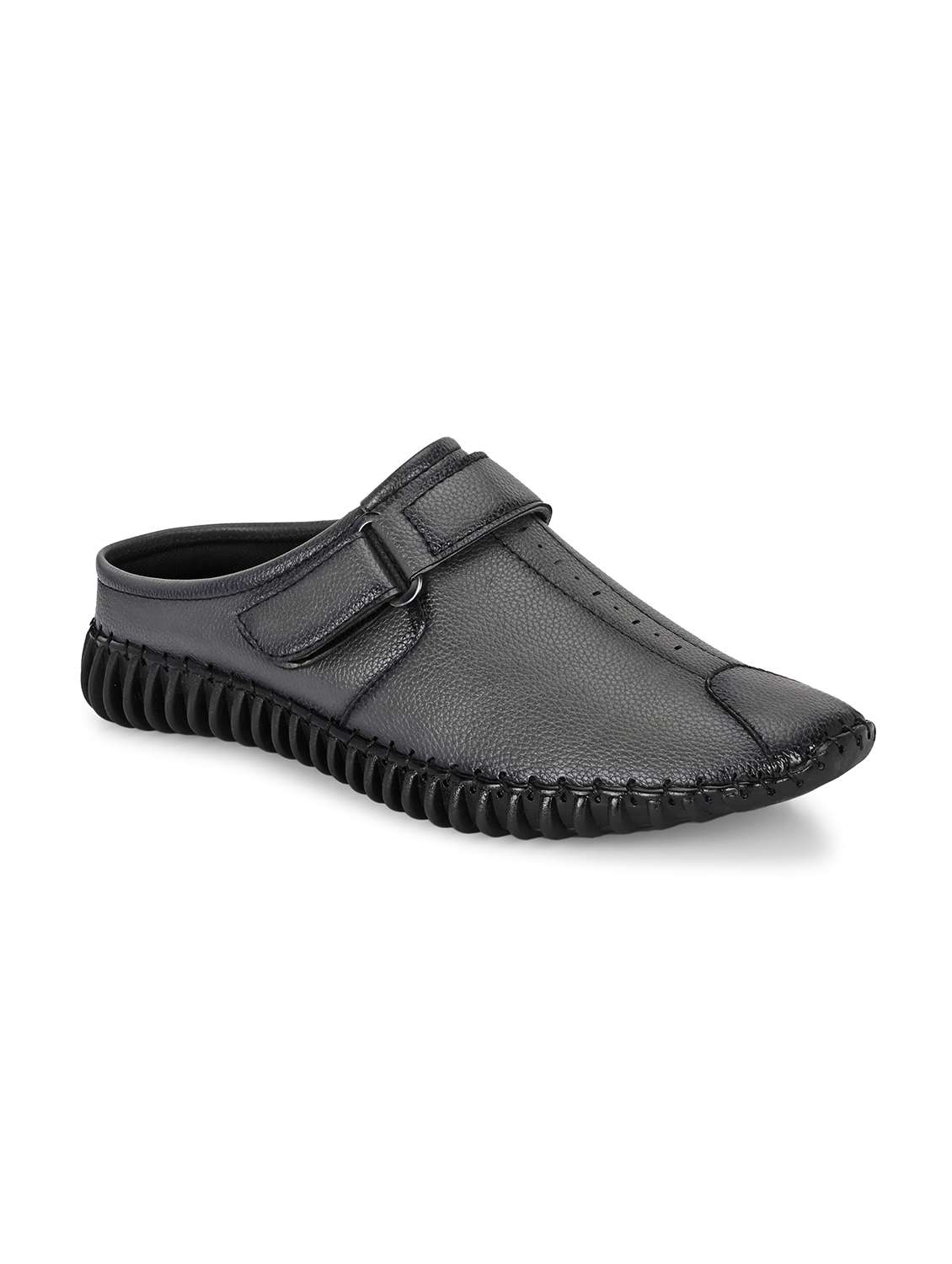 men grey solid slip on sandal