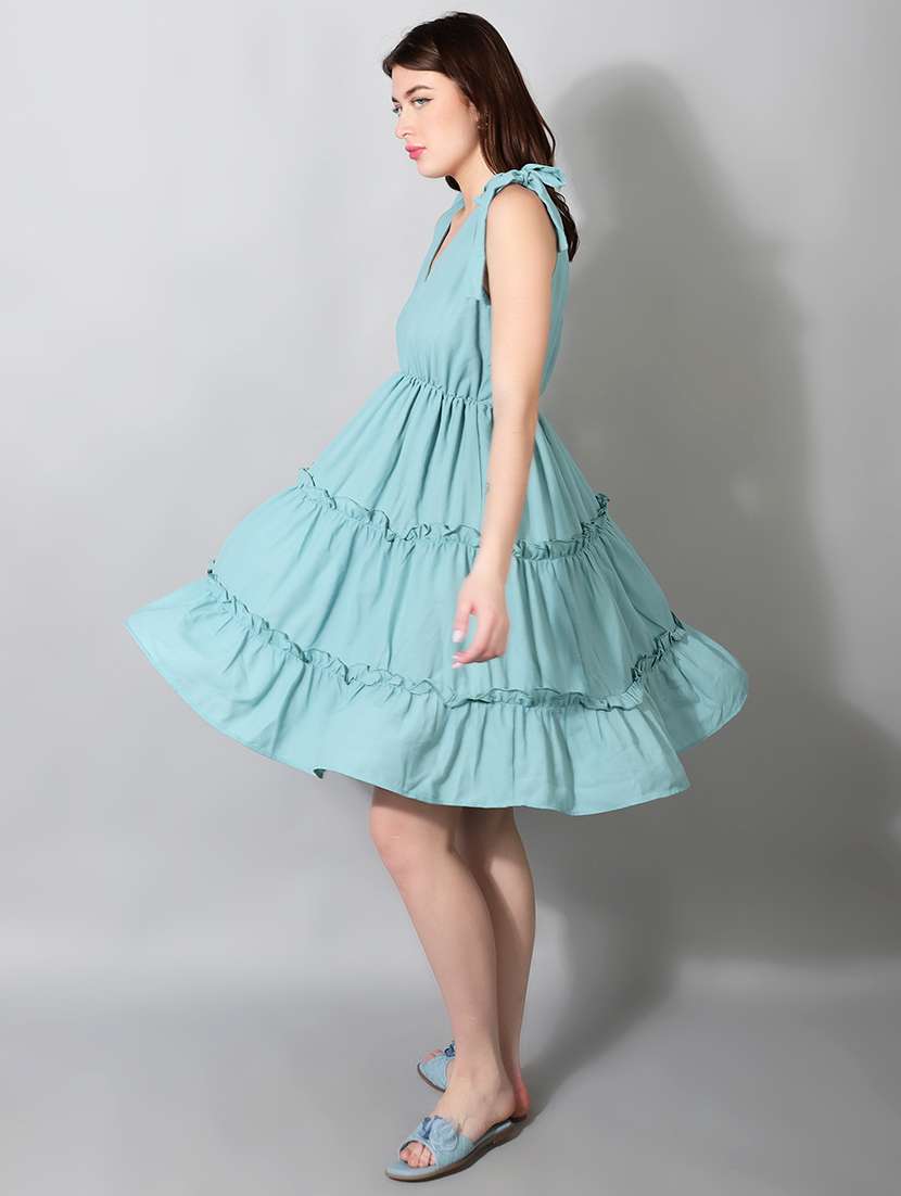 women solid sleeveless tiered dress - 22177167 -  Standard Image - 3