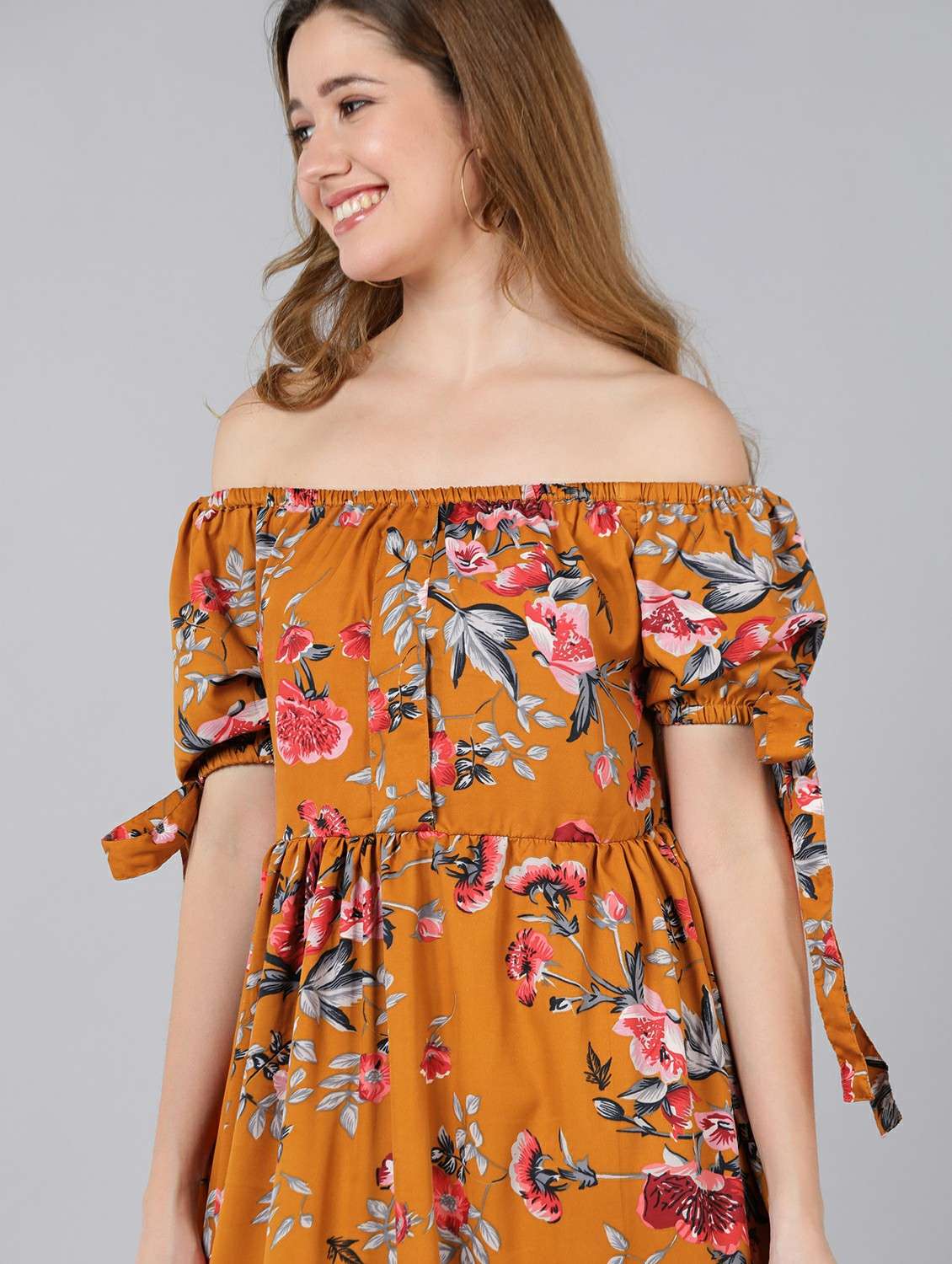 women floral print off shoulder fit & flare dress - 22177171 -  Standard Image - 3