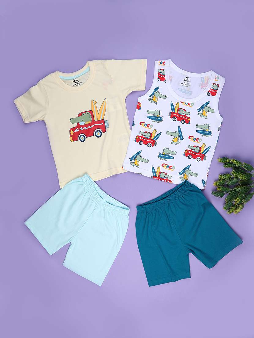 kids pack of 2 printed shorts co-ord set