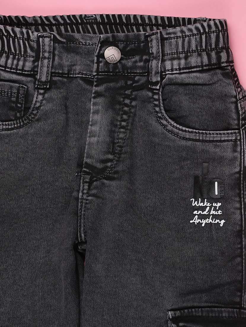 boys solid mid rise denim cargo - 22177208 -  Standard Image - 3