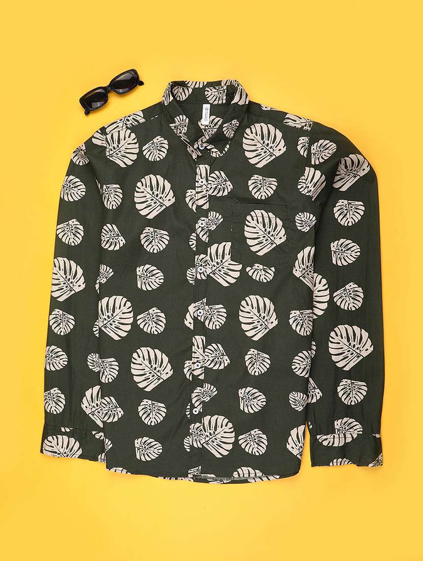 boys printed collared long sleeve shirt