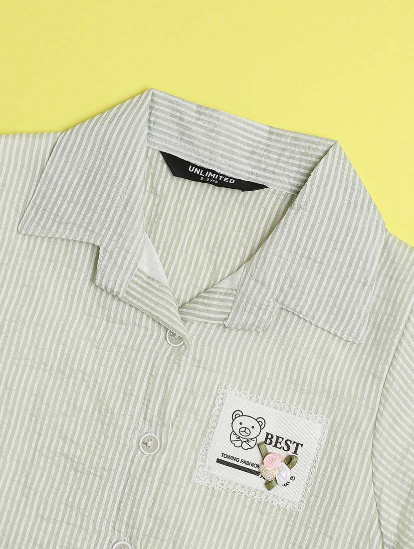 girls soldi collaerd short sleeve shirts top - 22177275 -  Standard Image - 3