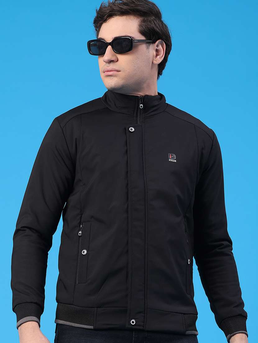 men solid long sleeve insulator bomber jacket