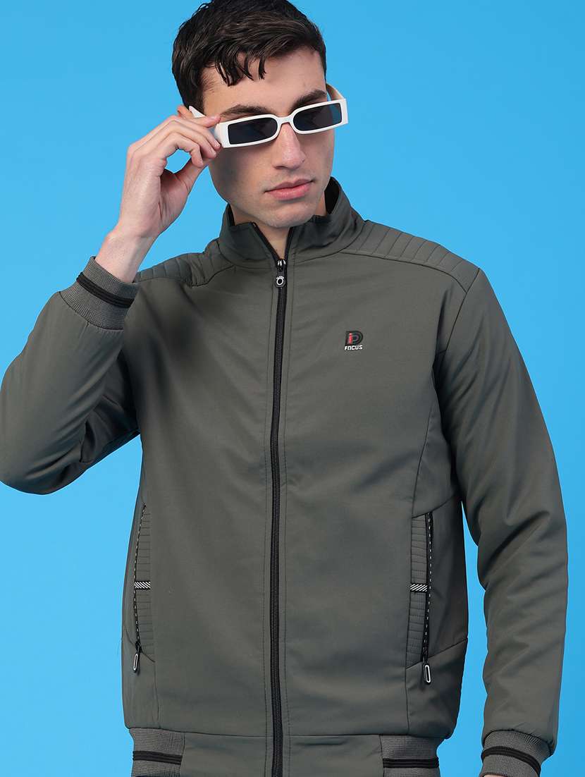 men solid long sleeve insulator bomber jacket