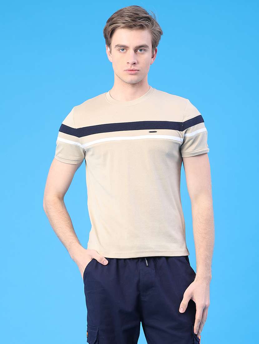 men striped short sleeve slim fit t-shirt