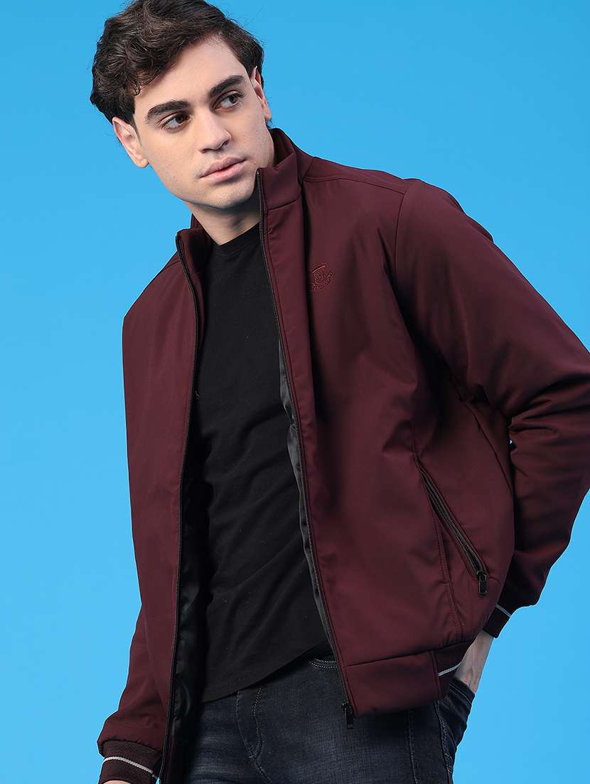 men solid long sleeve insulator bomber jacket