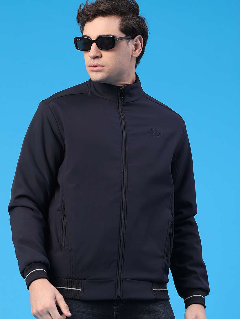 men solid long sleeve insulator bomber jacket