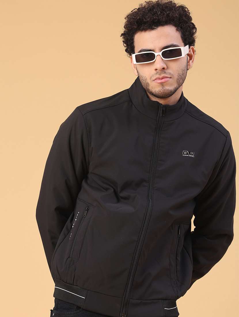 men solid long sleeve insulator bomber jacket