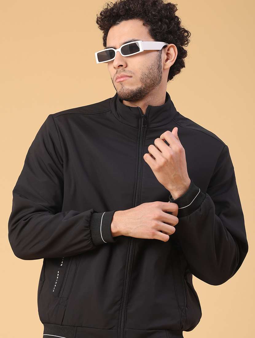 men solid long sleeve insulator bomber jacket