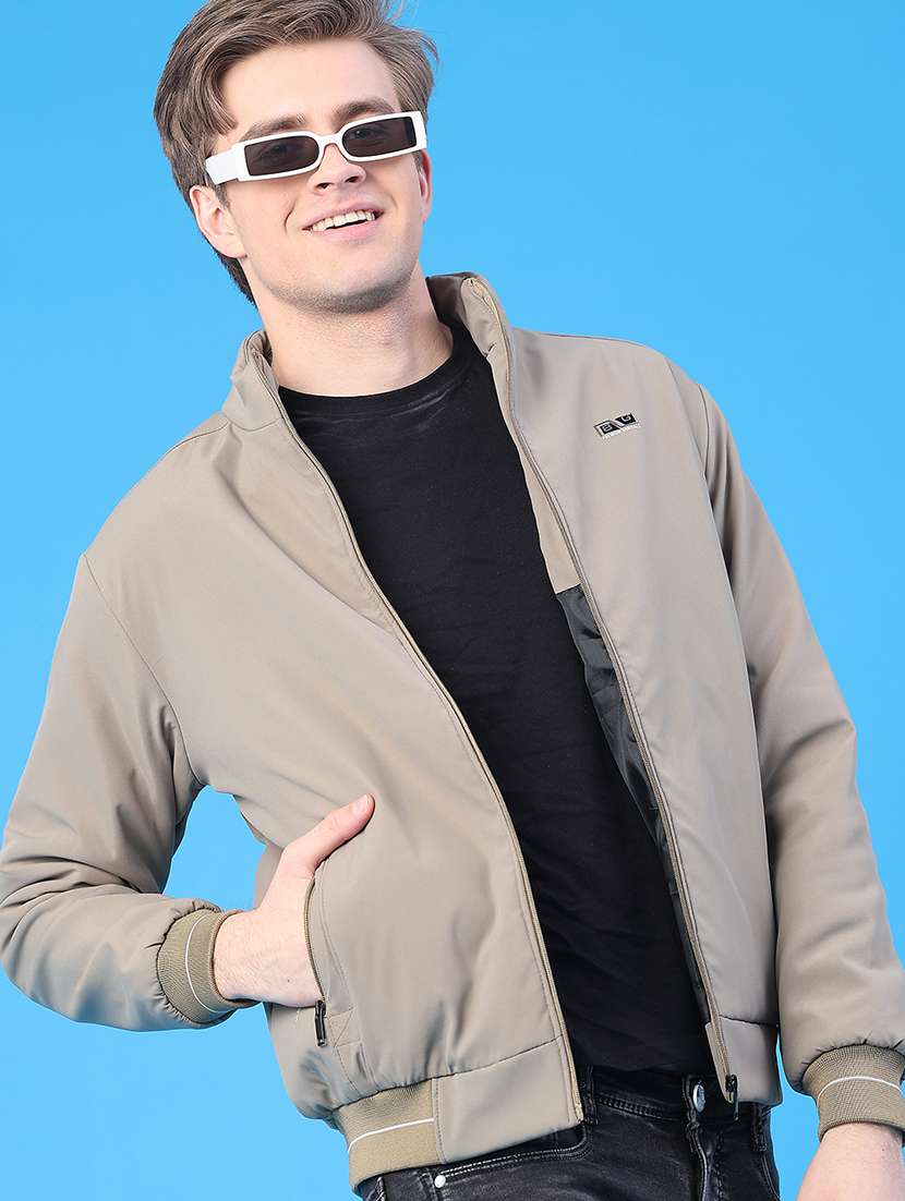 men solid long sleeve insulator bomber jacket