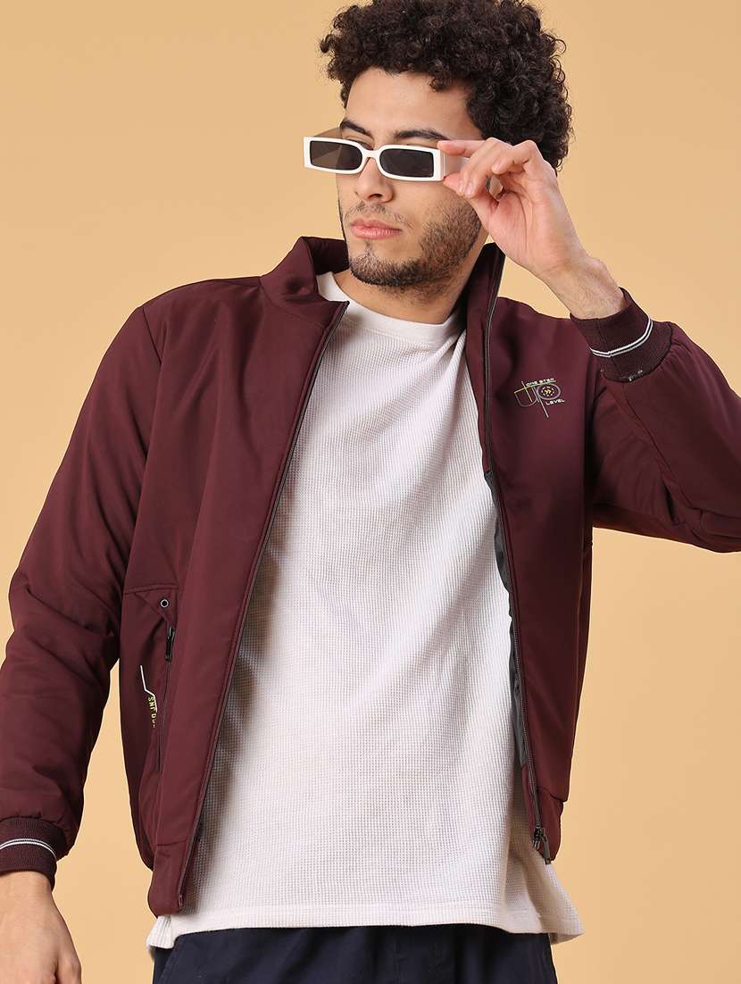 men solid long sleeve insulator bomber jacket