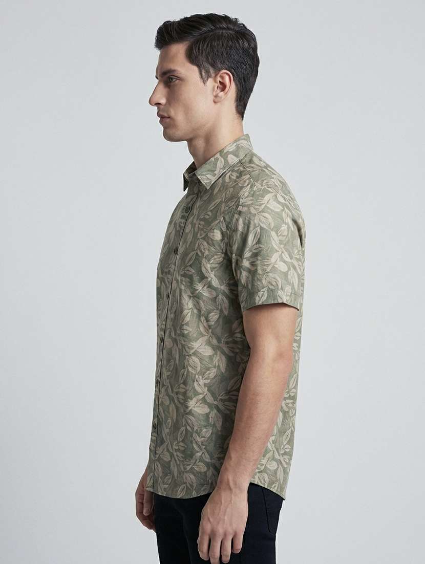 men printed short sleeve regular fit casual shirt - 22177700 -  Standard Image - 3