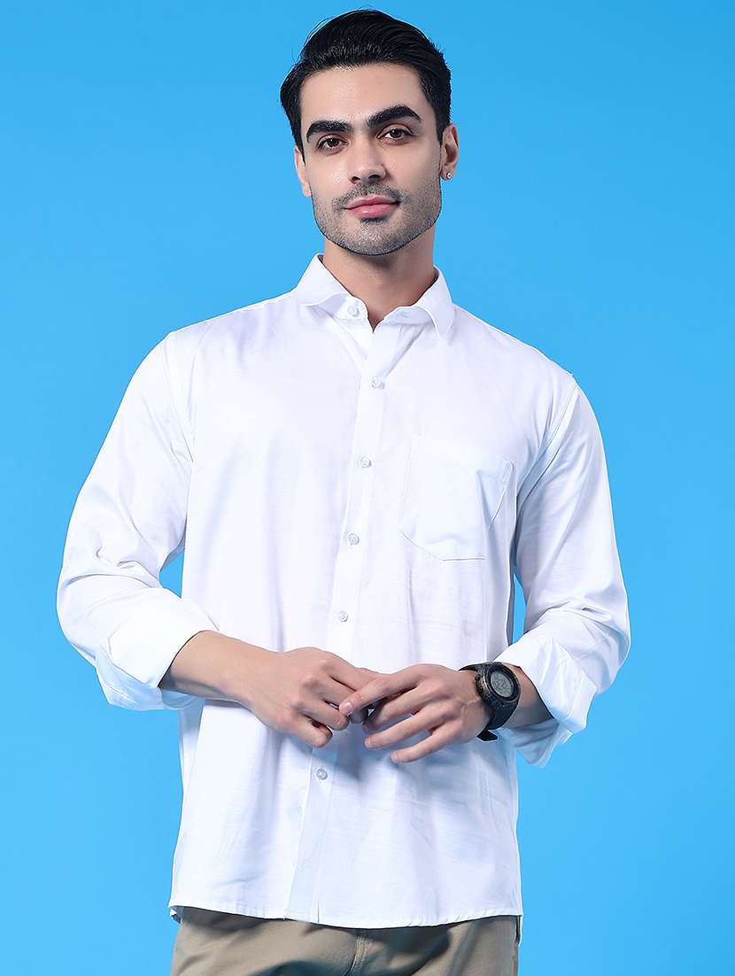 men solid long sleeve regular fit casual shirt