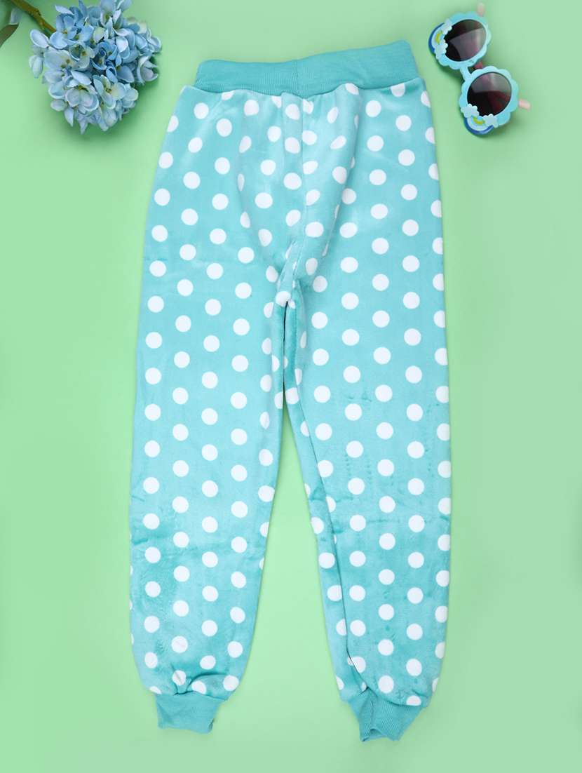 girls polka dot mid rise winterwear jogger