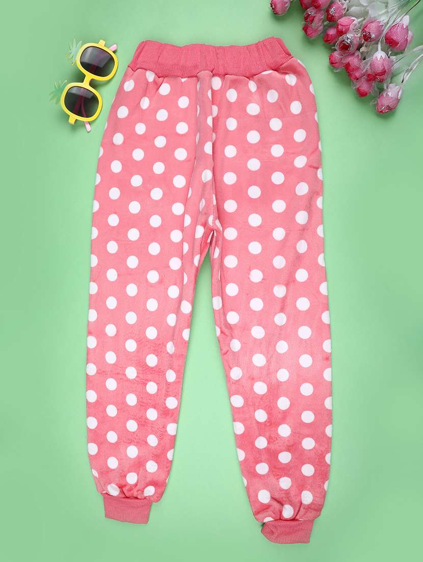 girls polka dot mid rise winterwear jogger