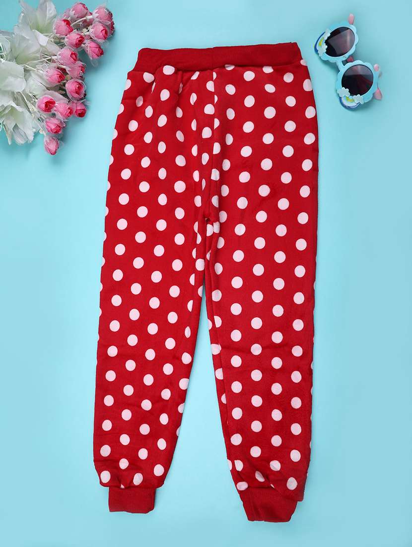 girls polka dot mid rise winterwear jogger