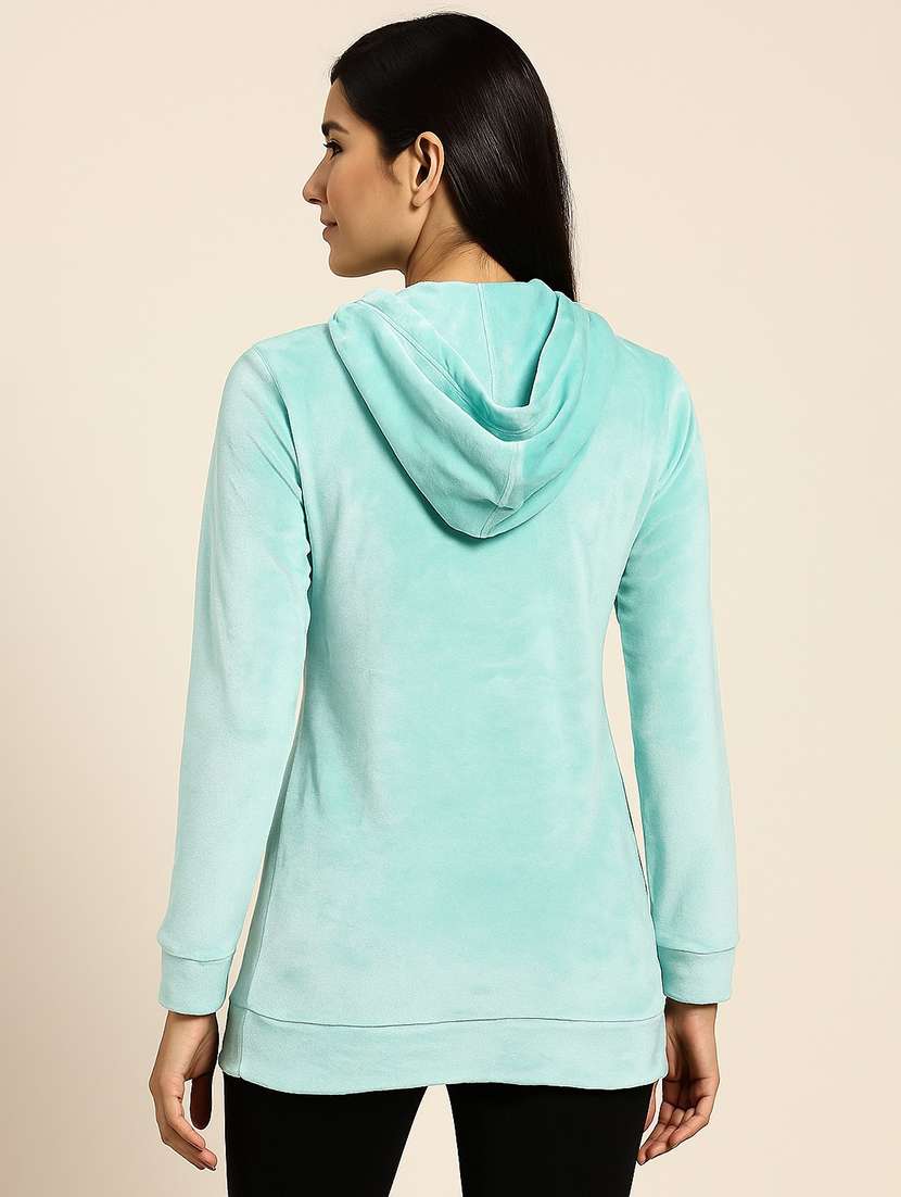 women solid long sleeve hooded sweatshirt - 22177790 -  Standard Image - 3