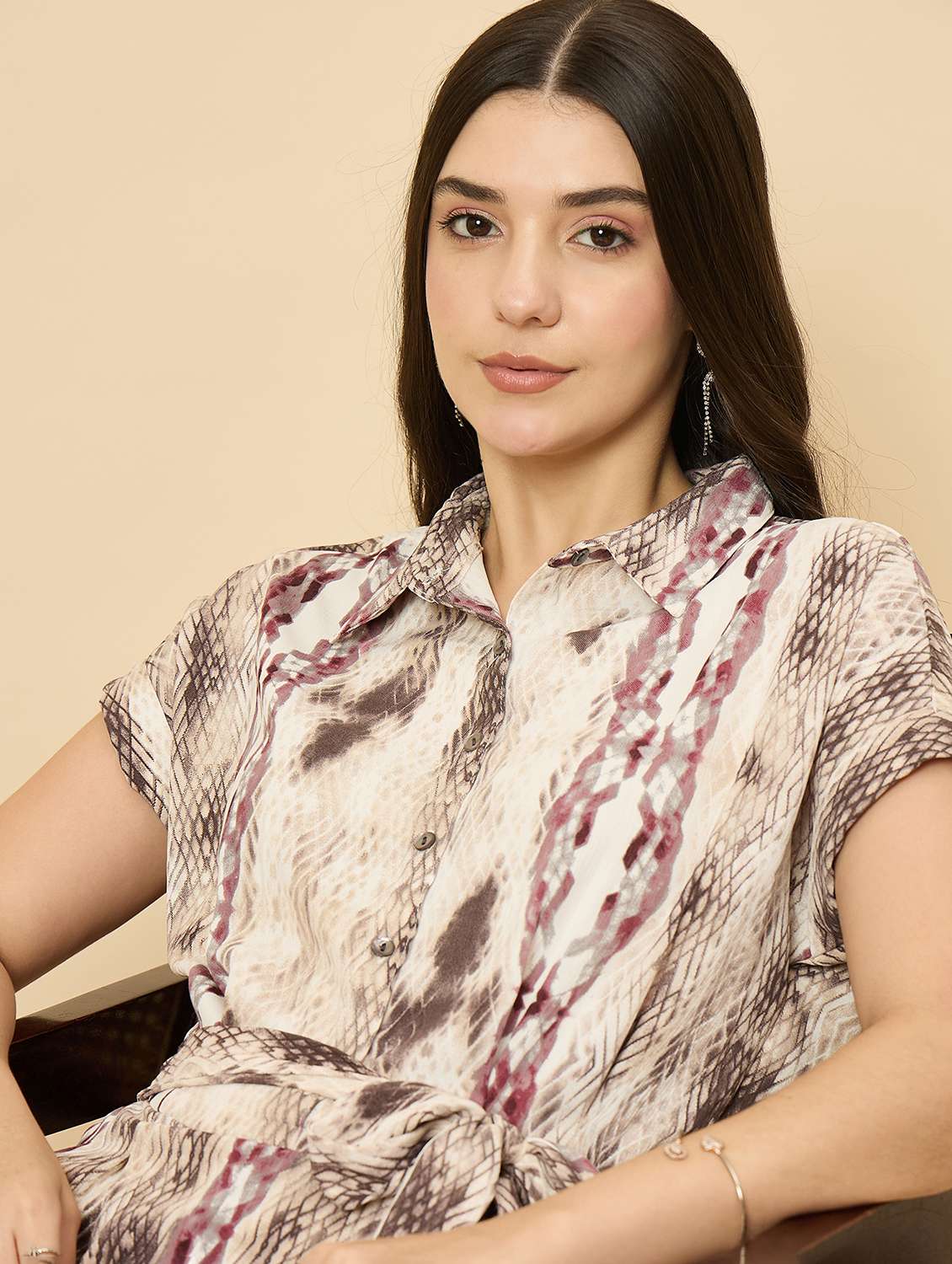 women printed collared short sleeve jumpsuit - 22177868 -  Standard Image - 5