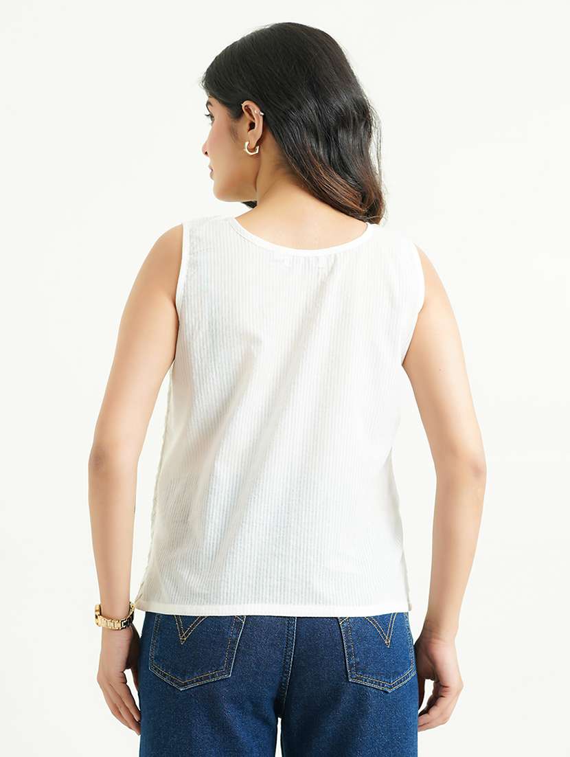women white solid sleeveless tank top - 22177869 -  Standard Image - 3