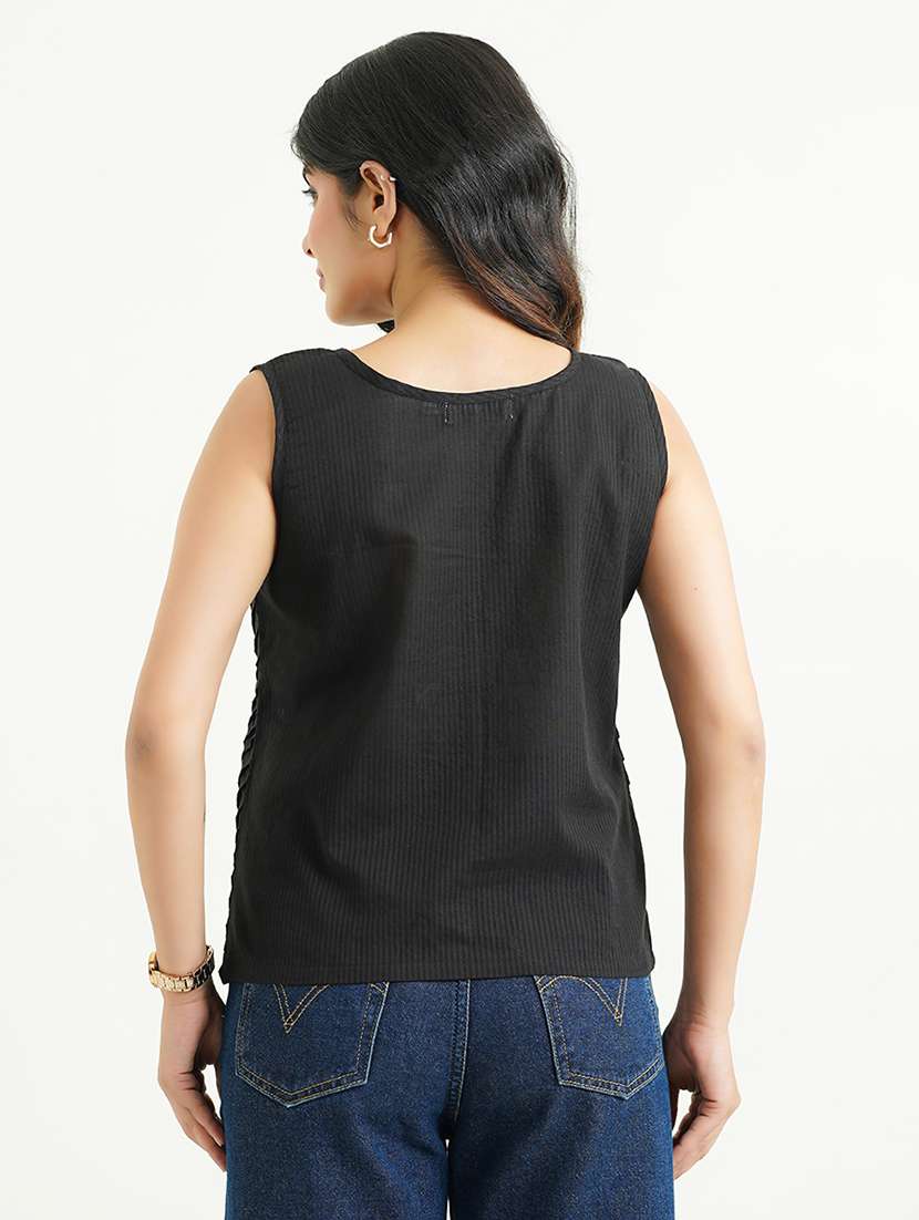 women black solid sleeveless tank top - 22177870 -  Standard Image - 3