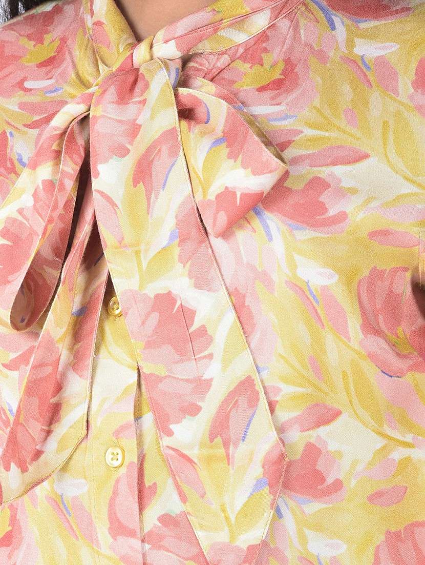 girls printed tie-up neck long sleeve top - 22177896 -  Standard Image - 5