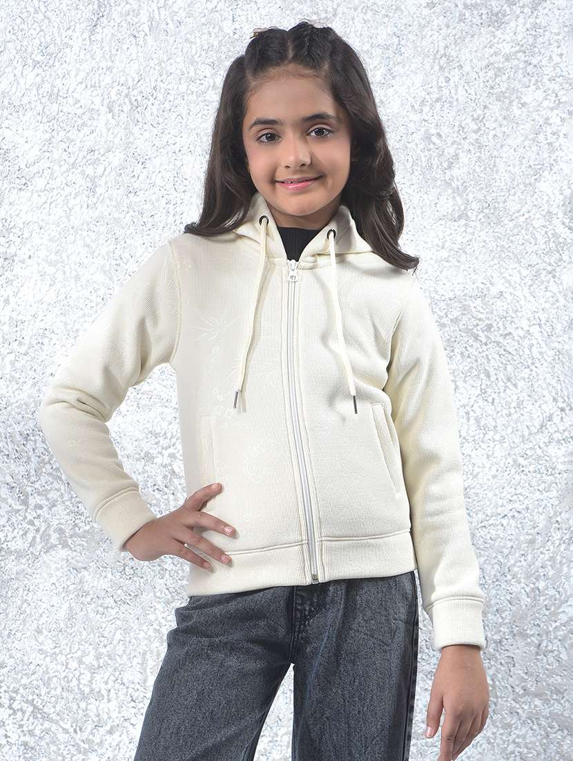 girls solid long sleeve hooded sweatshirt