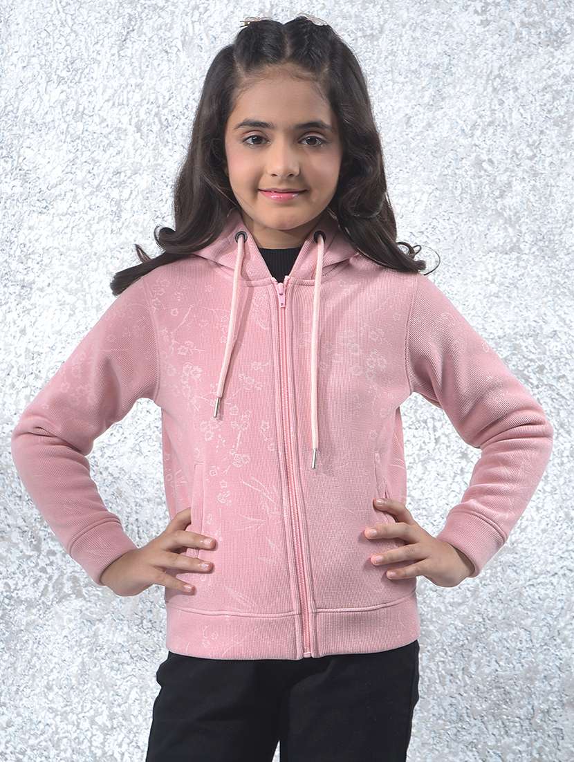 girls self designed long sleeve hooded sweatshirt