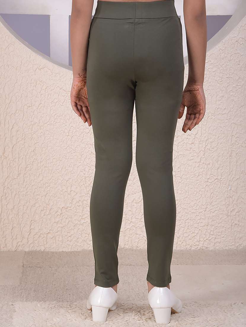girls olive solid mid rise jegging - 22177901 -  Standard Image - 3