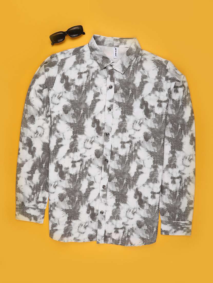 boys printed collared long sleeve shirt