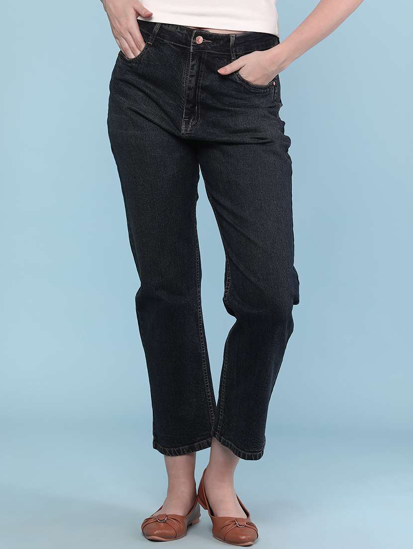 women plain mid rise slim fit jeans