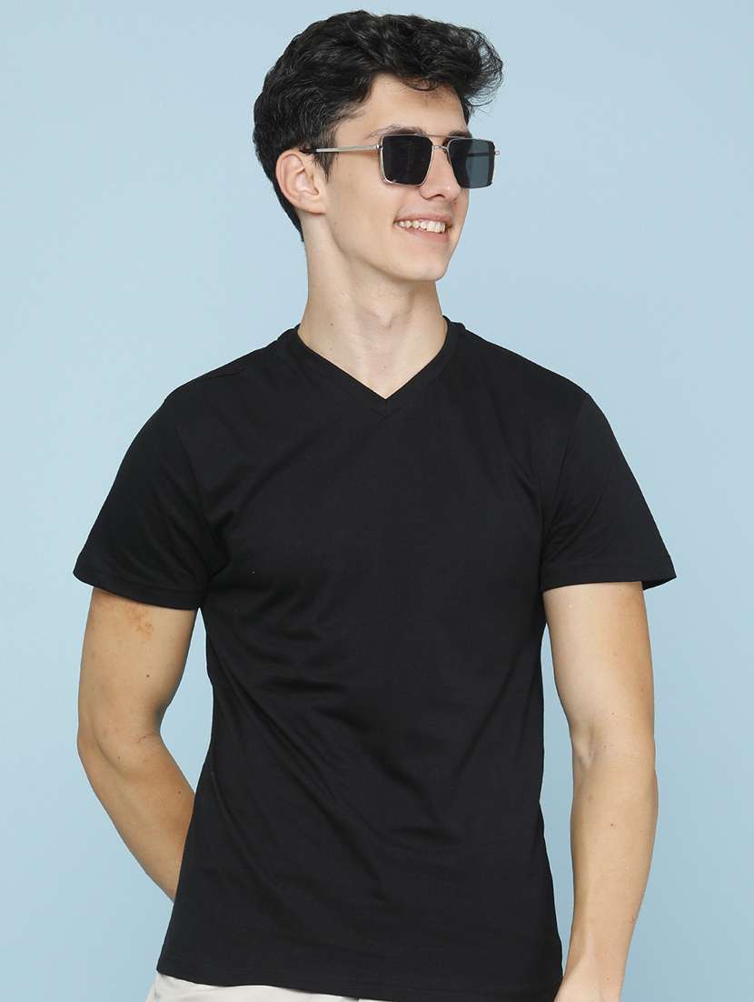 men solid short sleeves regular fit t-shirt