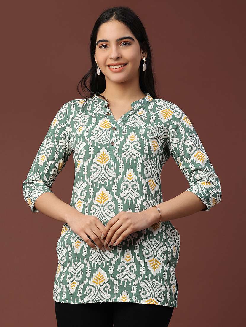 women green rayon straight kurti