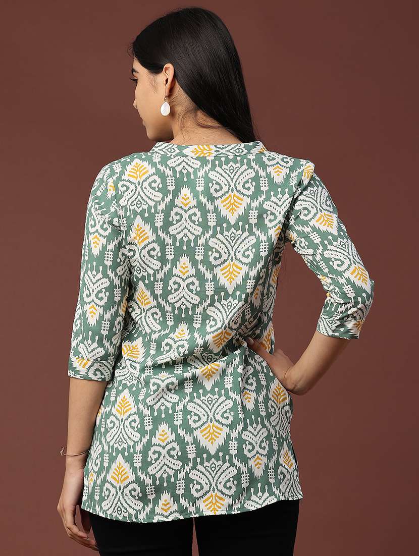 women green rayon straight kurti - 22177988 -  Standard Image - 3
