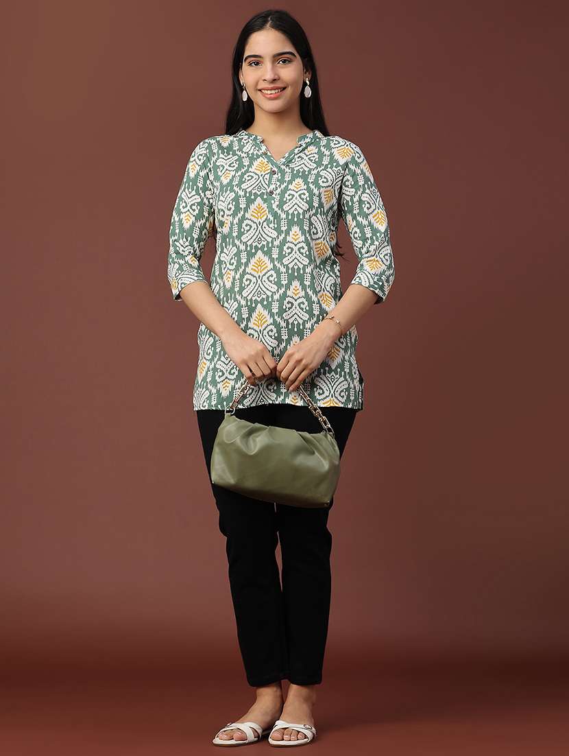 women green rayon straight kurti - 22177988 -  Standard Image - 5
