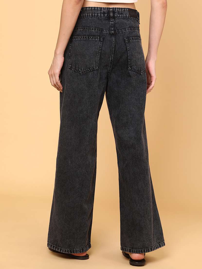 women solid mid rise wide leg jeans - 22177999 -  Standard Image - 3