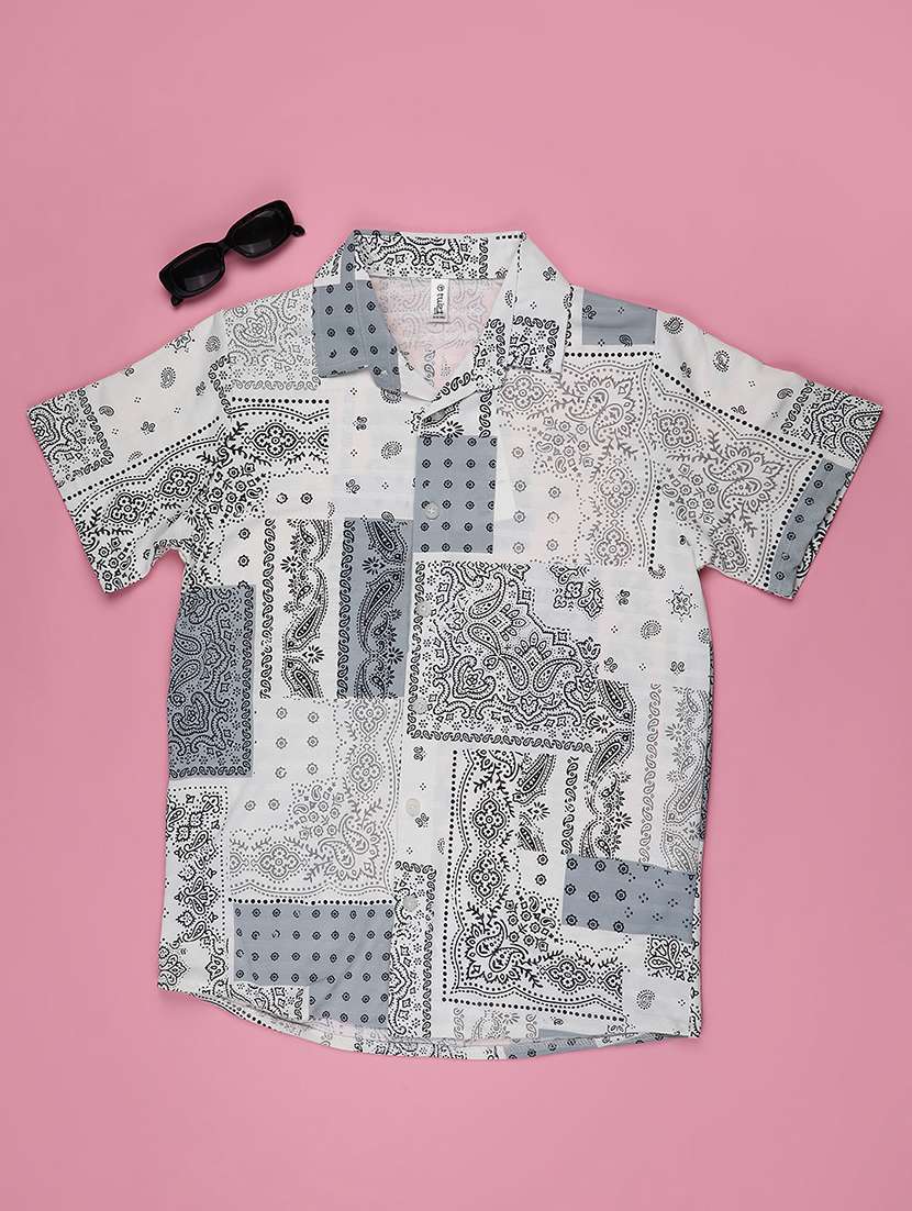 boys printed collared short sleeve shirt
