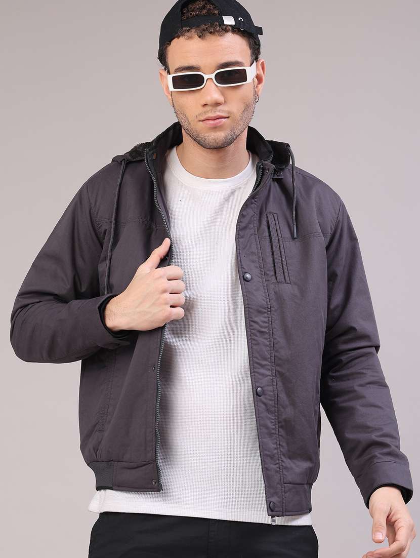 men solid long sleeve insulator bomber jacket
