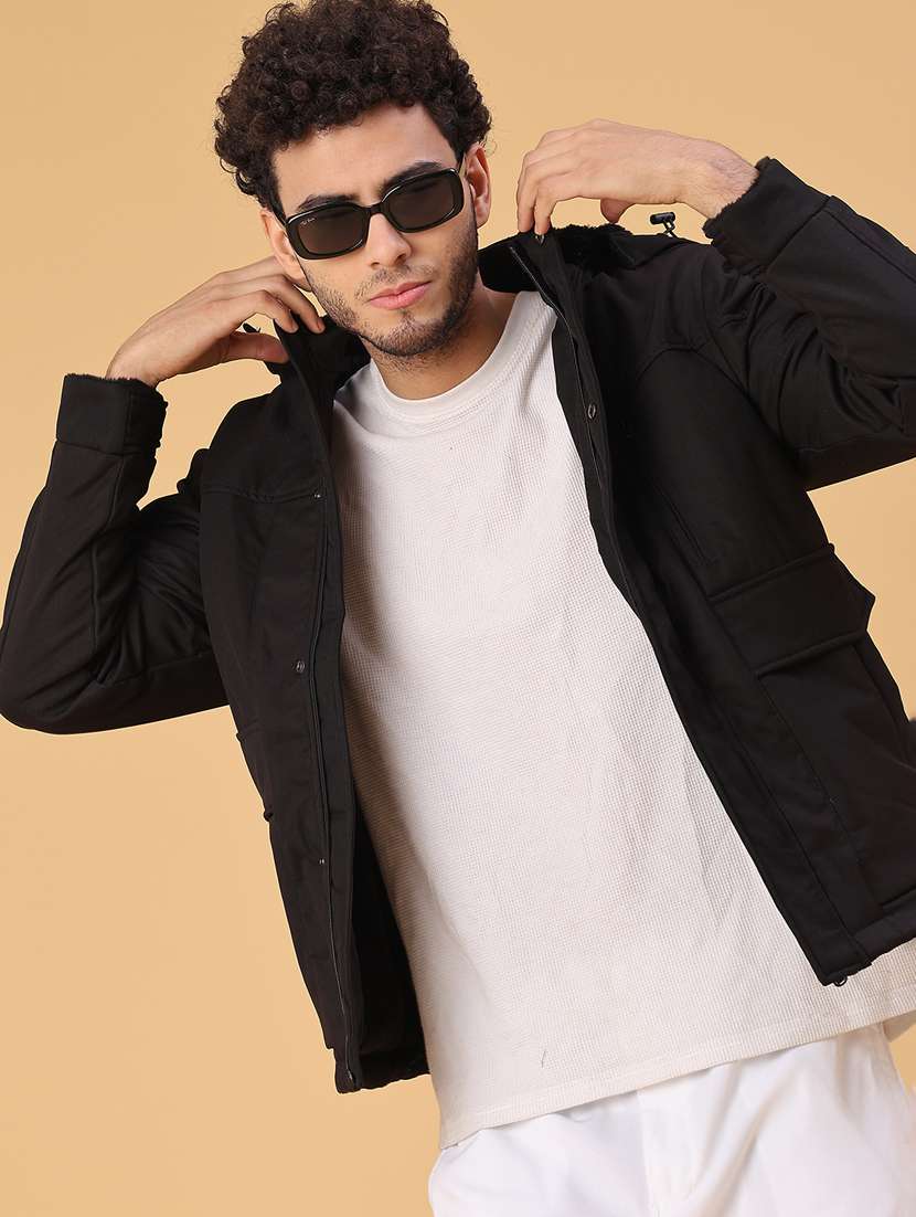 men solid long sleeve insulator bomber jacket